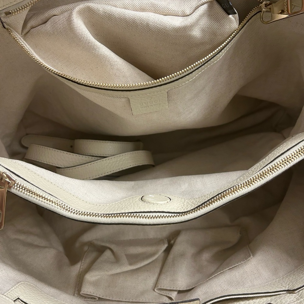 Gucci Large bamboo handle Shopper Tote with Fox Fur Bag Charm And Bag Strap - Picture 10 of 16